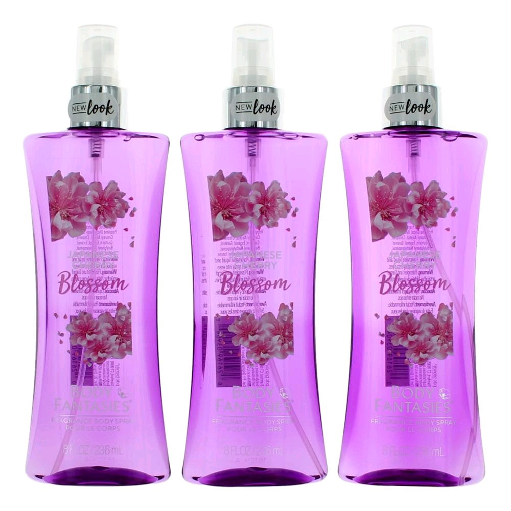 Bottle of Japanese Cherry Blossom by Body Fantasies, 3 Pack 8 oz Fragrance Body Spray for Women